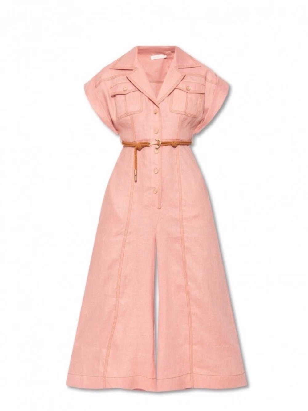 ZIMMERMAN MOONSHINE CUFFED JUMPSUIT Size 0P PINK/BLUSH
